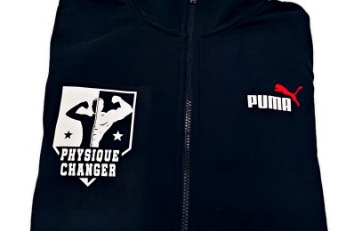 Czarna bluza rozpinana z logo Physique Changer
