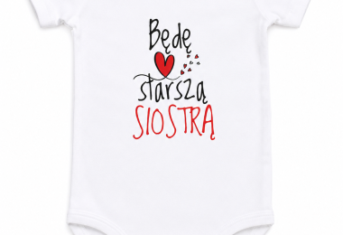 Białe body z napisem Będę starszą siostrą
