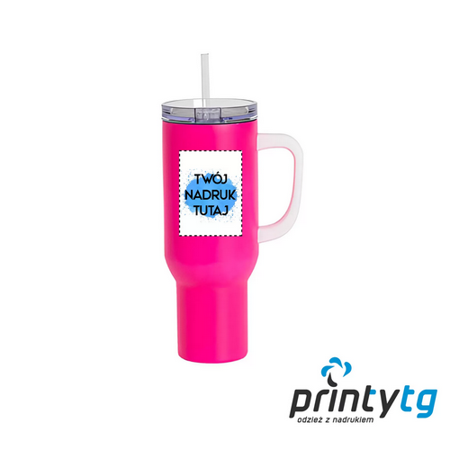 Kubek podróżny 1200 ml – neon pink - z własnym nadrukiem
