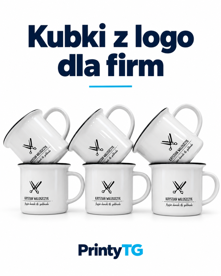 Kubki z logo dla firmy Krystian Waloszczyk — realizacja PrintyTG