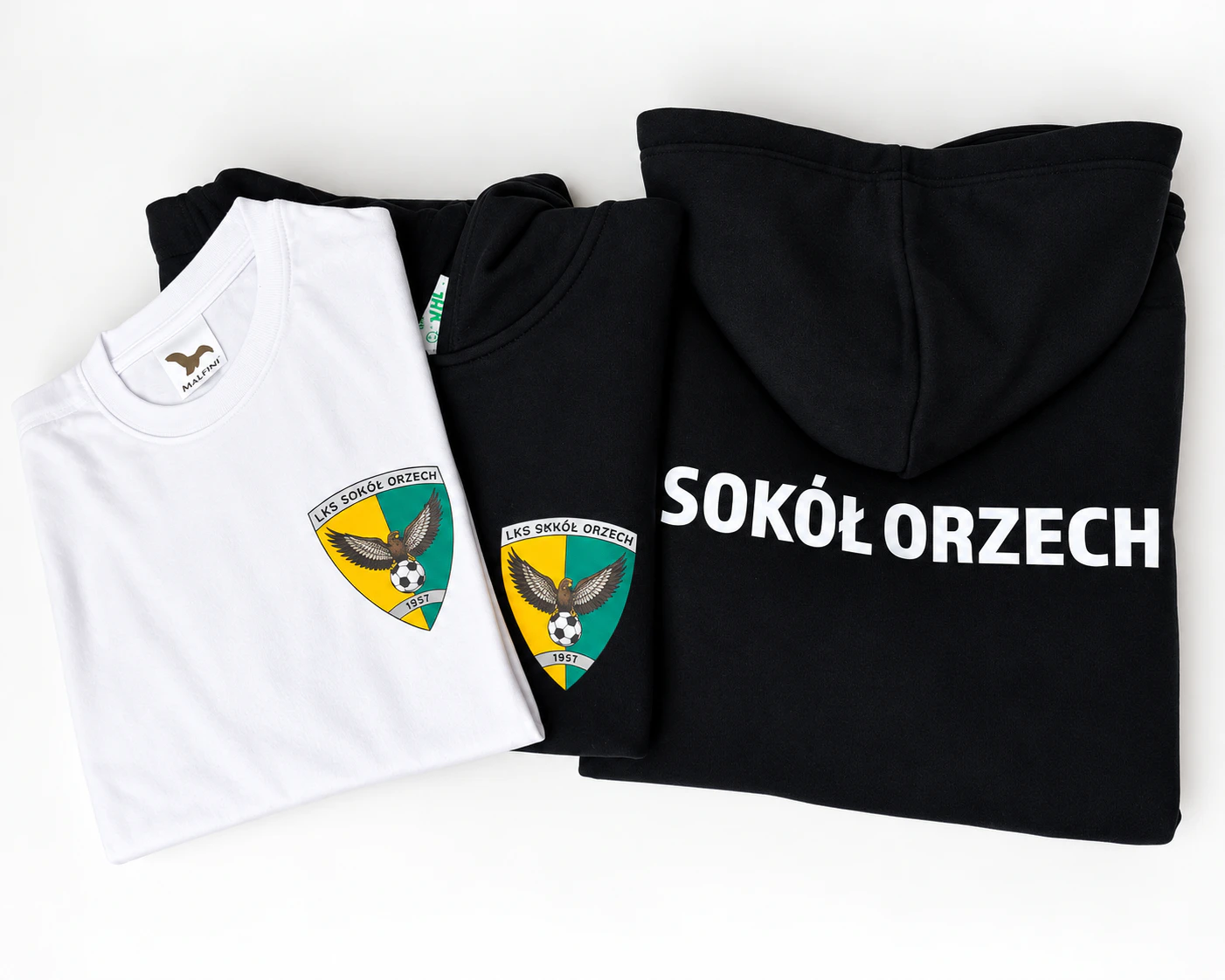 Koszulki i bluza sportowa z logo LKS Sokół Orzech – realizacja PrintyTG