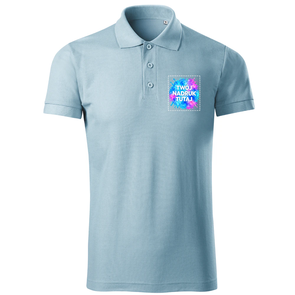 Błękitna męska koszulka polo Malfini JOY P21 – PrintyTG