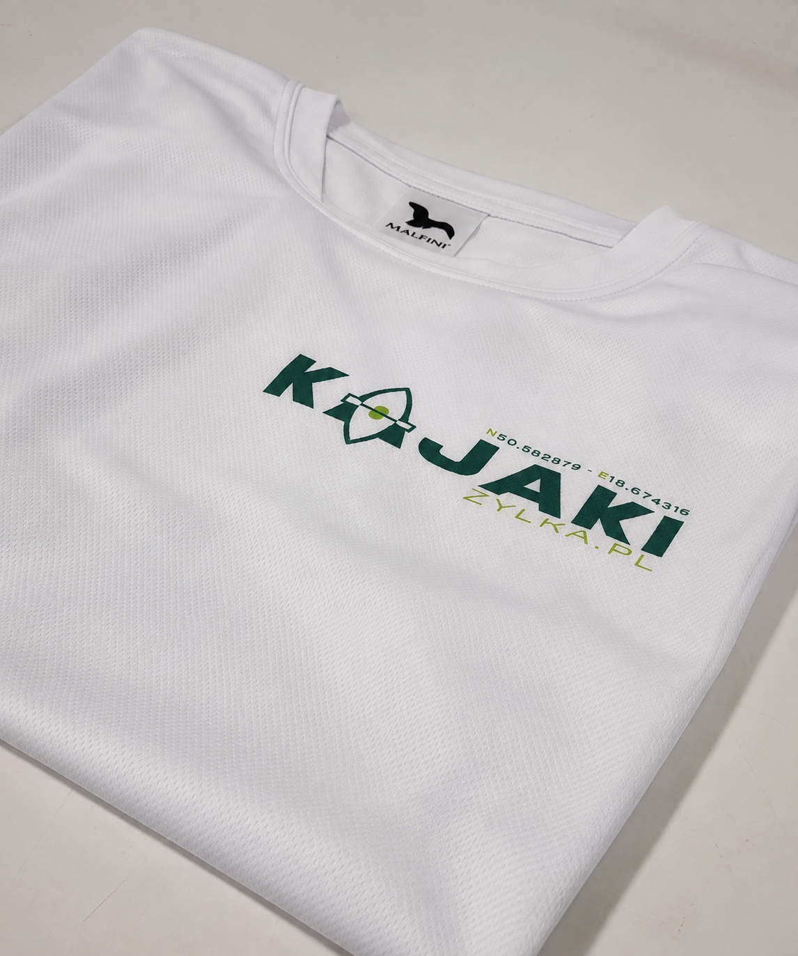 iała koszulka sportowa Malfini z nadrukiem KOJAKI ŻYLĄ.PL – realizacja PrintyTG