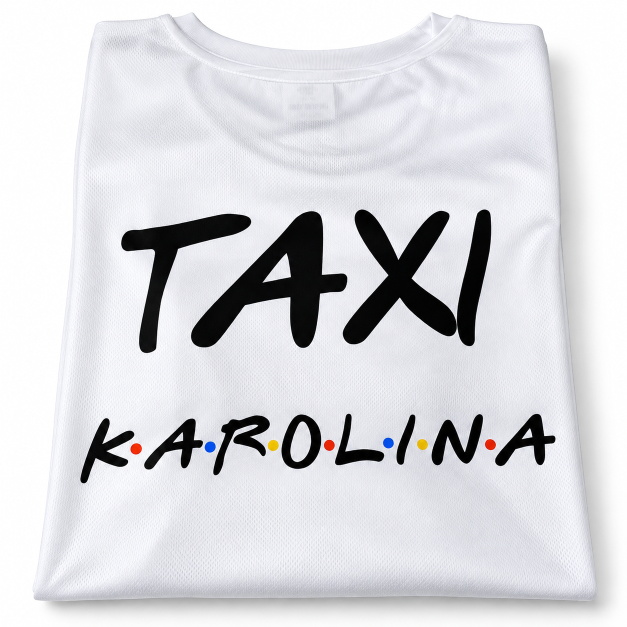 iała koszulka z personalizowanym nadrukiem TAXI KAROLINA – realizacja PrintyTG