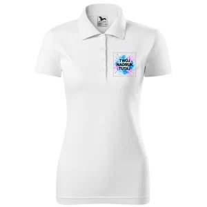 Biała damska koszulka polo Malfini Single J. 223 – PrintyTG