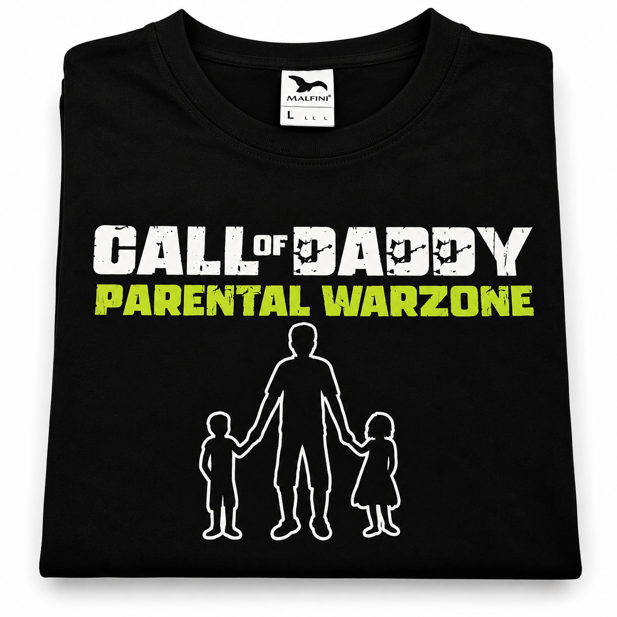 Czarna koszulka Malfini z nadrukiem Call of Daddy Parental Warzone – realizacja PrintyTG