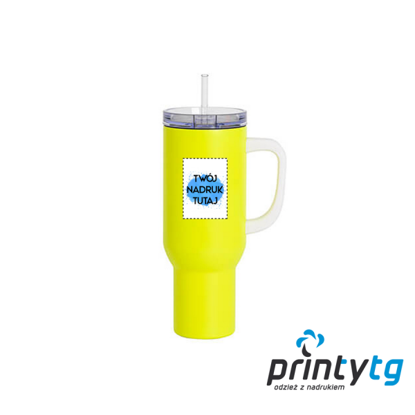 Kubek podróżny 1200 ml neon yellow z nadrukiem