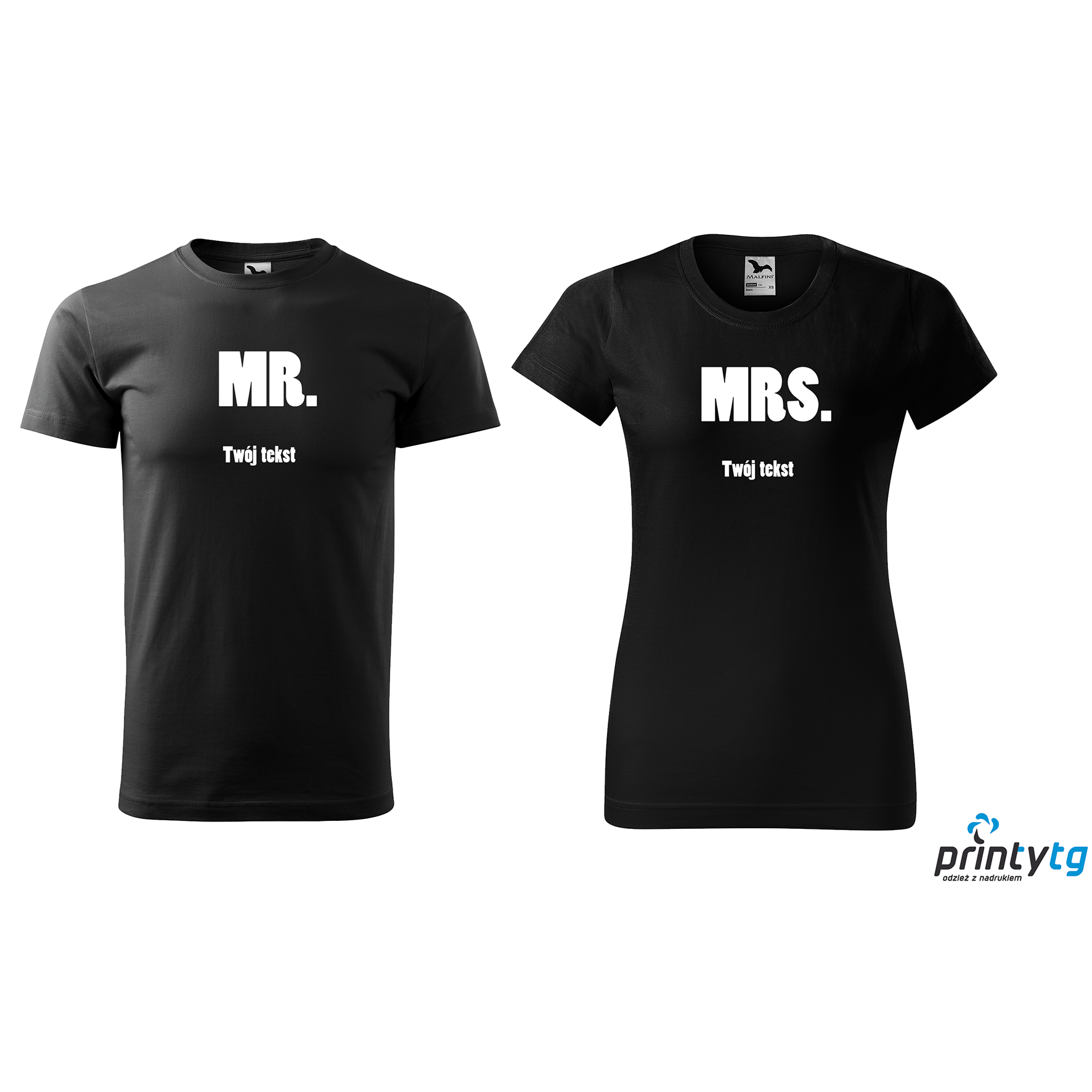 Zestaw dla dwojga – Koszulki z Twoim tekstem 2 szt. – Mrs & Mr