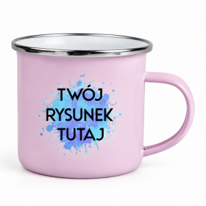 Różowy kubek stalowy z miejscem na rysunek dziecka – personalizacja PrintyTG