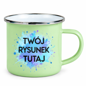 Zielony kubek stalowy z miejscem na rysunek dziecka – personalizacja PrintyTG